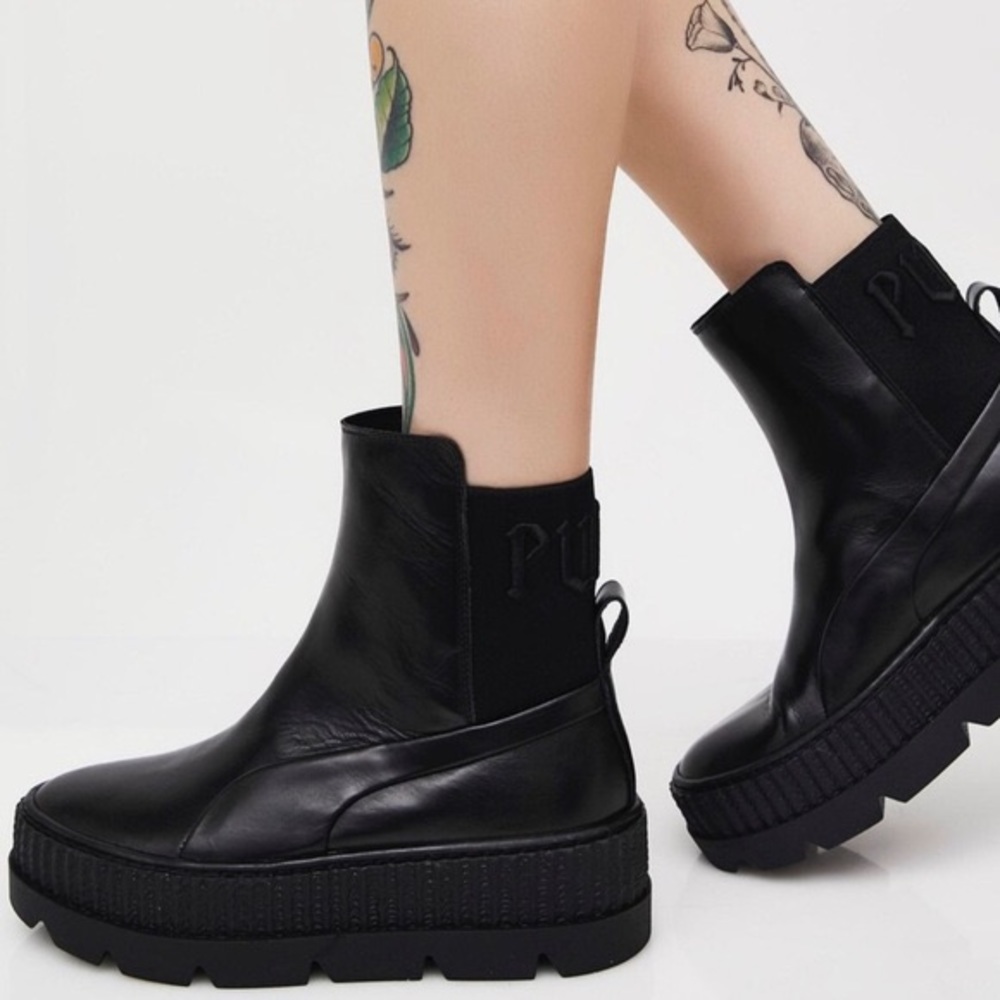FENTY puma x rihanna black chelsea sneaker boots 7